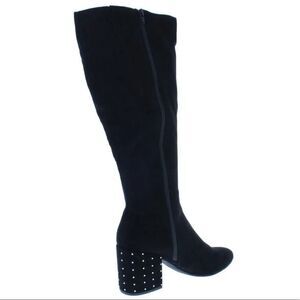 Black Suede Studded Heel Knee High Boots 8 NWT